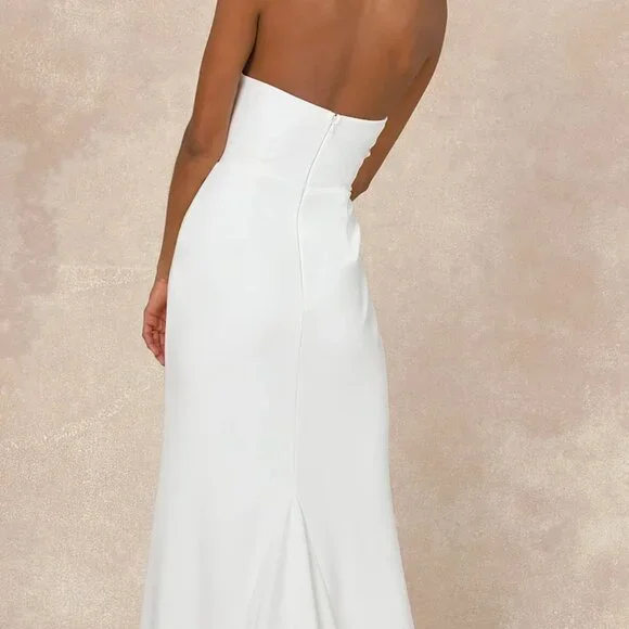 Lulus Momentous Romance White Strapless Bow Mermaid Maxi Dress - Size S - Picture 4 of 6